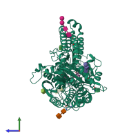 PDB entry 3d7h coloured by chain, side view.