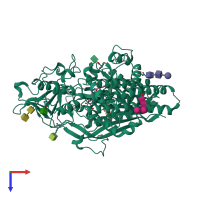 PDB entry 3d7h coloured by chain, top view.