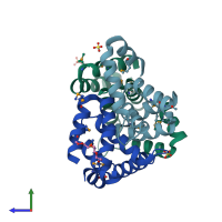 PDB entry 3d7i coloured by chain, side view.