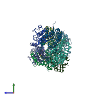 PDB entry 3d7l coloured by chain, side view.