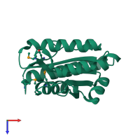 PDB entry 3d7n coloured by chain, top view.