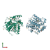 PDB entry 3d7r coloured by chain, front view.