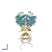 PDB entry 3d7s coloured by chain, side view.