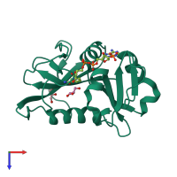 PDB entry 3d84 coloured by chain, top view.