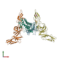 PDB entry 3d87 coloured by chain, front view.