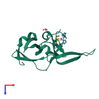 PDB entry 3d89 coloured by chain, top view.