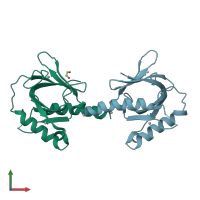 PDB entry 3d8d coloured by chain, front view.