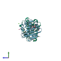 PDB entry 3d8p coloured by chain, side view.