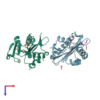 PDB entry 3d8p coloured by chain, top view.