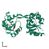 PDB entry 3d8r coloured by chain, front view.