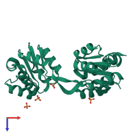 PDB entry 3d8r coloured by chain, top view.