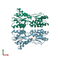 PDB entry 3d8u coloured by chain, front view.
