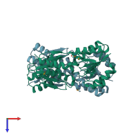 PDB entry 3d8u coloured by chain, top view.