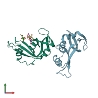 PDB entry 3d8y coloured by chain, front view.