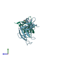 PDB entry 3d8y coloured by chain, side view.