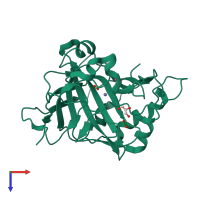 PDB entry 3d92 coloured by chain, top view.