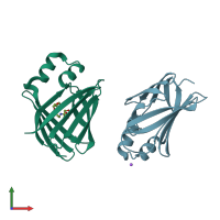 PDB entry 3d97 coloured by chain, front view.