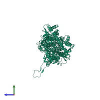 PDB entry 3d9b coloured by chain, side view.