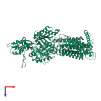 PDB entry 3d9b coloured by chain, top view.