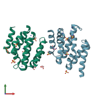 PDB entry 3d9j coloured by chain, front view.