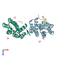 PDB entry 3d9m coloured by chain, top view.