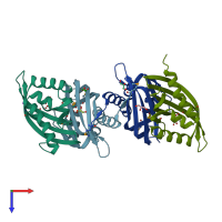 PDB entry 3d9r coloured by chain, top view.