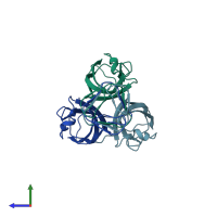 PDB entry 3da0 coloured by chain, side view.