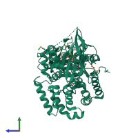 PDB entry 3da1 coloured by chain, side view.