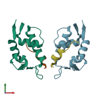 PDB entry 3dac coloured by chain, front view.