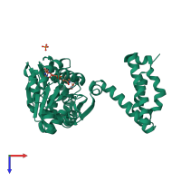 PDB entry 3daf coloured by chain, top view.