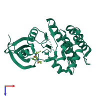 PDB entry 3daj coloured by chain, top view.