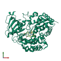 PDB entry 3dan coloured by chain, front view.