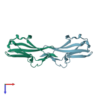 PDB entry 3dar coloured by chain, top view.