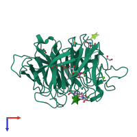 PDB entry 3das coloured by chain, top view.