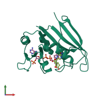 PDB entry 3dat coloured by chain, front view.