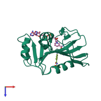 PDB entry 3dat coloured by chain, top view.