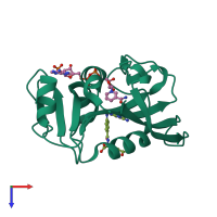 PDB entry 3dau coloured by chain, top view.