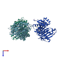 PDB entry 3db2 coloured by chain, top view.
