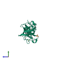 PDB entry 3db4 coloured by chain, side view.