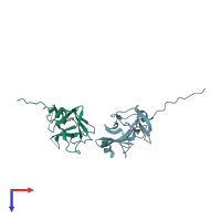 PDB entry 3db5 coloured by chain, top view.