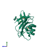 PDB entry 3db7 coloured by chain, side view.