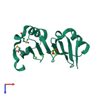 PDB entry 3db7 coloured by chain, top view.