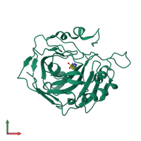 PDB entry 3dbu coloured by chain, front view.