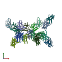 PDB entry 3dby coloured by chain, front view.
