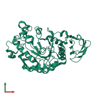 PDB entry 3dc0 coloured by chain, front view.