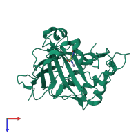 PDB entry 3dc3 coloured by chain, top view.