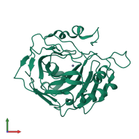 PDB entry 3dc9 coloured by chain, front view.