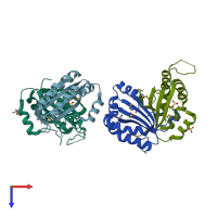 PDB entry 3dca coloured by chain, top view.