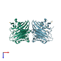 PDB entry 3dcd coloured by chain, top view.