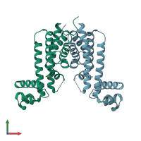 PDB entry 3dcf coloured by chain, front view.